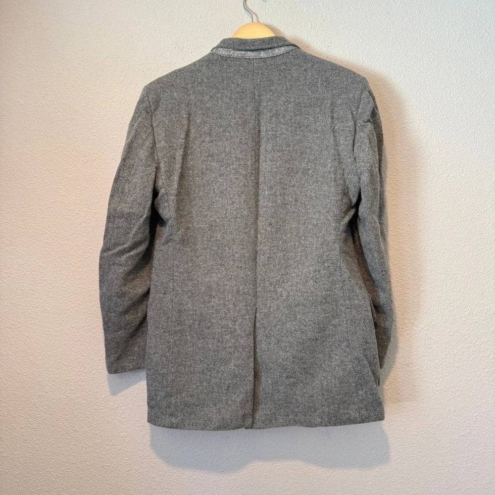 Vintage Man In Wool Mens Grey 100% Pure Wool Two Button Blazer Jacket
